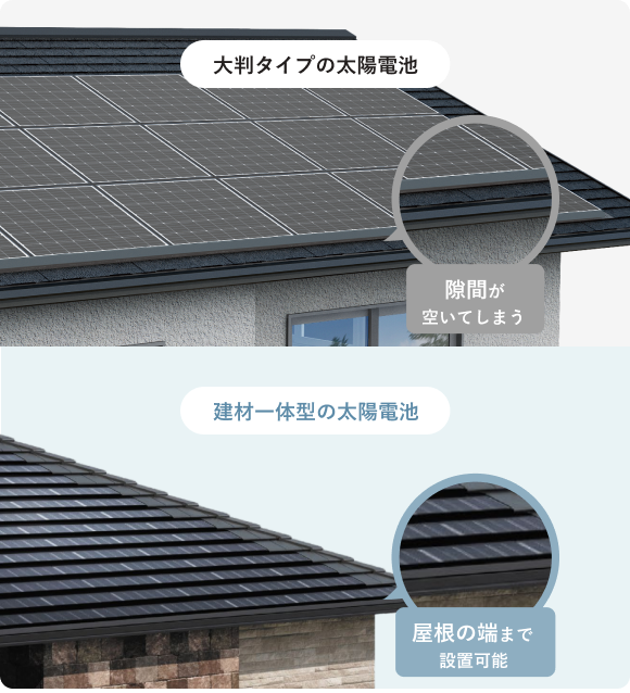 大判タイプの太陽電池と小型タイプの太陽電池